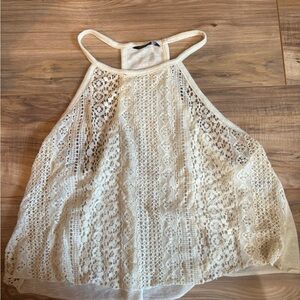 Elegant Cream Lace Halter Top